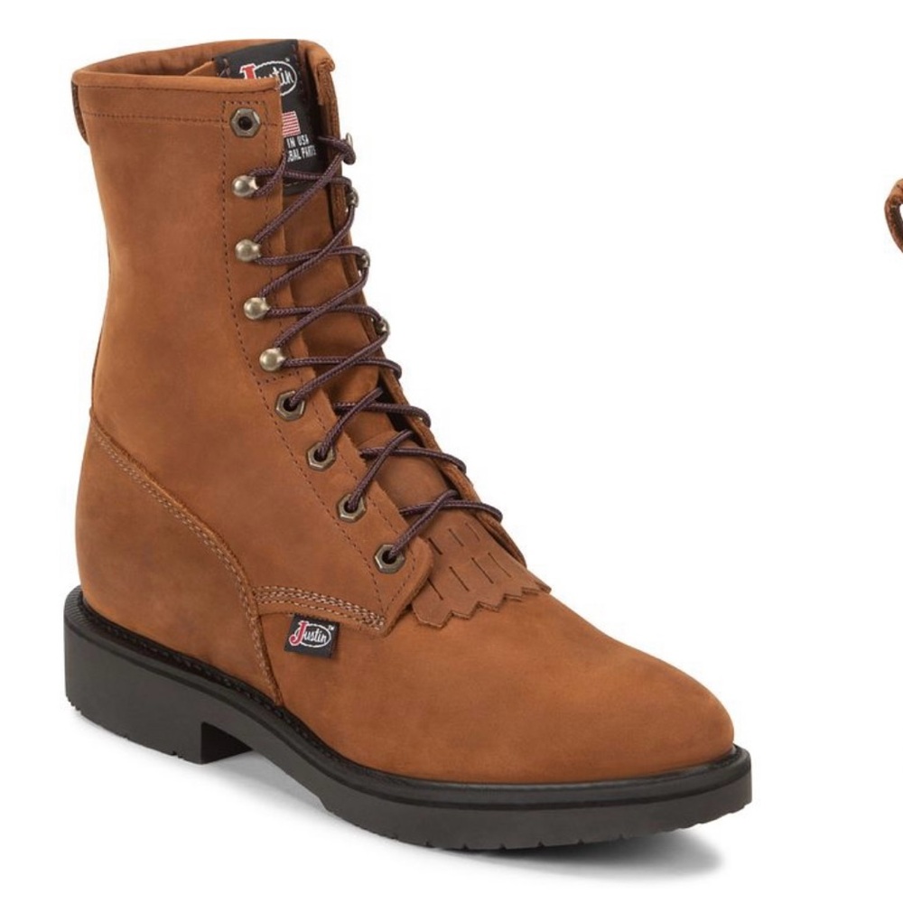 Justin Boots Tan Leather Lace-Up Boots